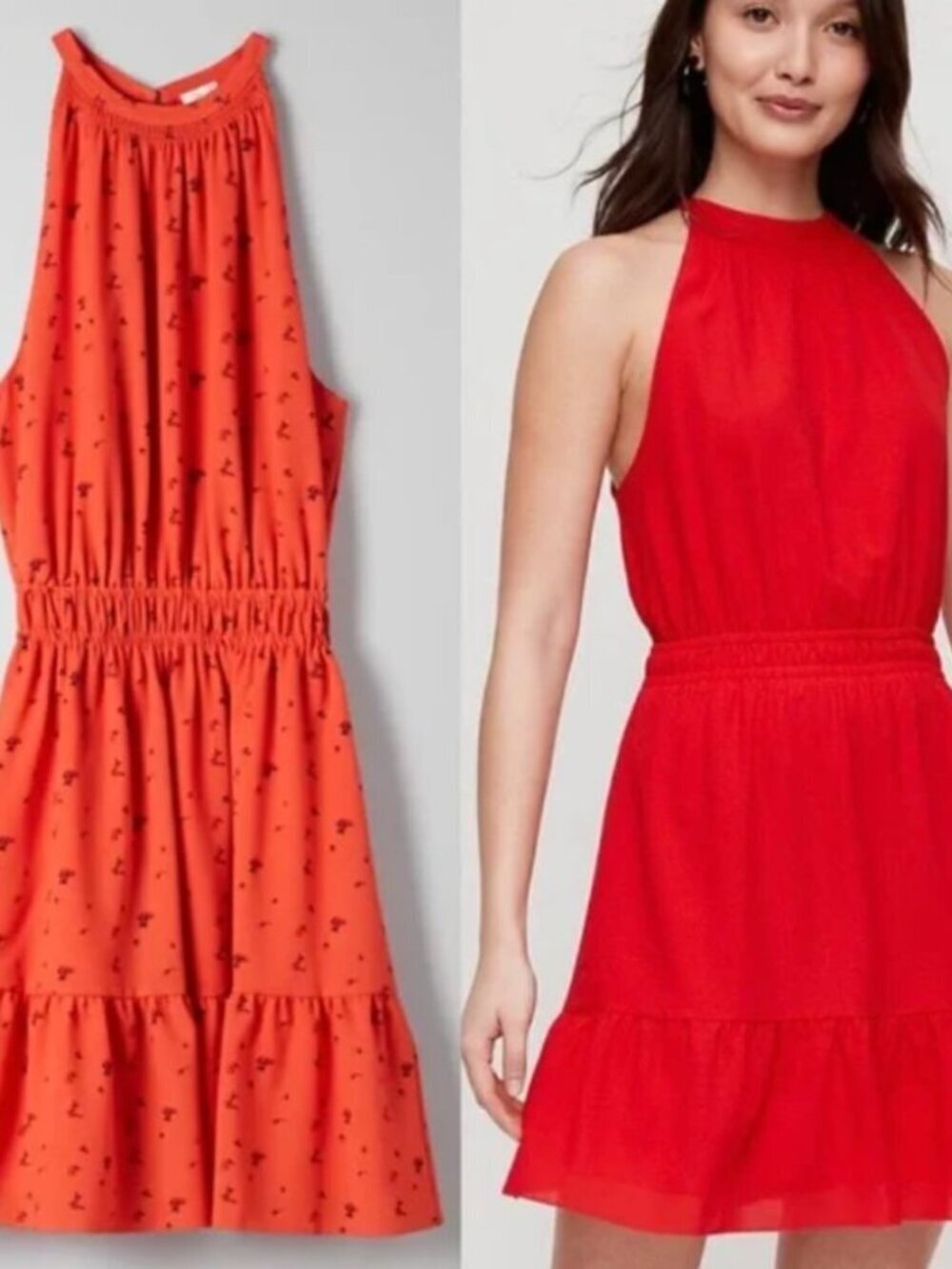 Aritzia Wilfred Effet Halter Ruffle Dress Red Floral Size Large